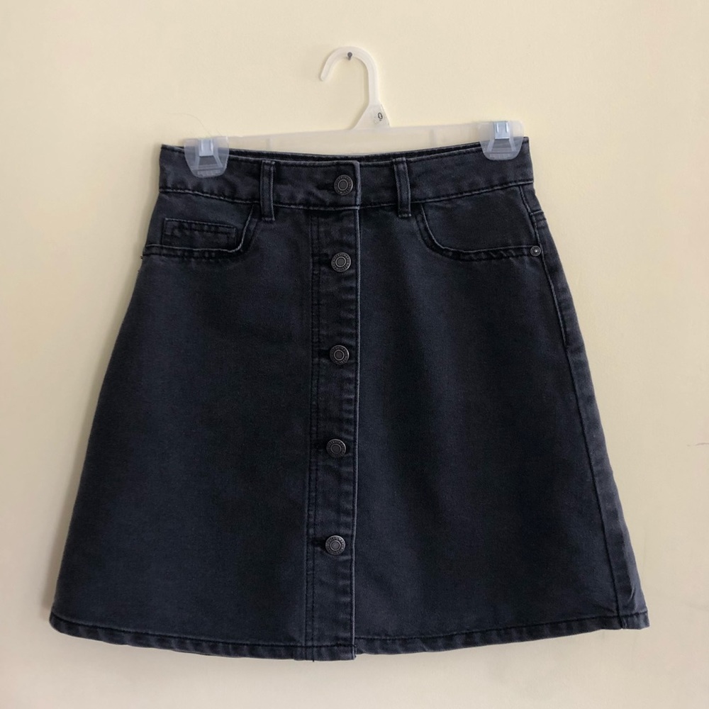 Dark Denim Button Skirt